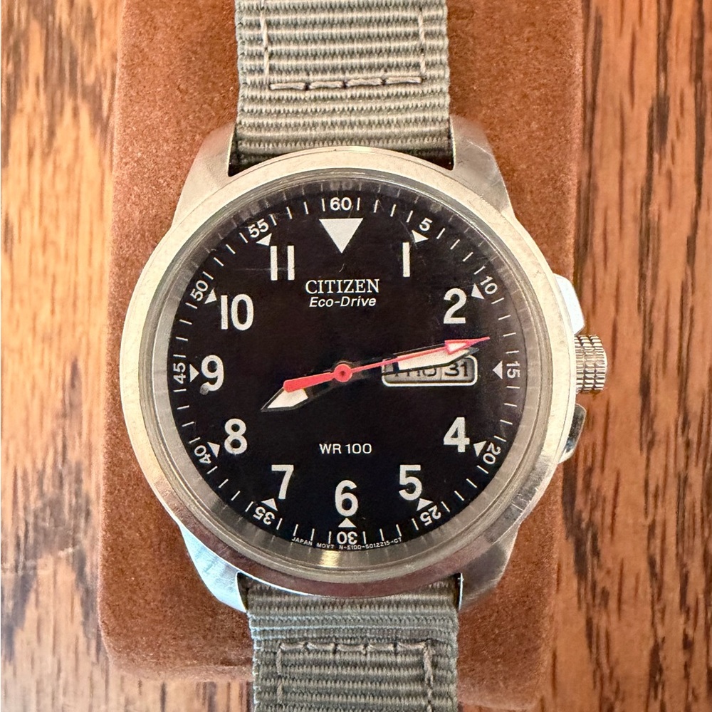 Citizen Chandler Eco-Drive Black Dial Watch with Gray Strap